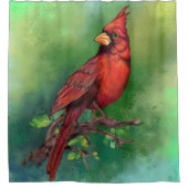 北赤（鳥）ショウジョウコウカンチョウバードシャワーカーテン絵画ズ シャワーカーテン (正面)