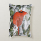 北部の(鳥)ショウジョウコウカンチョウで冬のバルサムモミの木 アクセントクッション (裏面(縦))