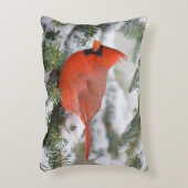 北部の(鳥)ショウジョウコウカンチョウで冬のバルサムモミの木 アクセントクッション (正面(垂直))