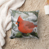 北部の（鳥）ショウジョウコウカンチョウで冬のバルサムモミの木 クッション (ブランケット)