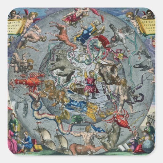 北部星座の地図 スクエアシール (正面)