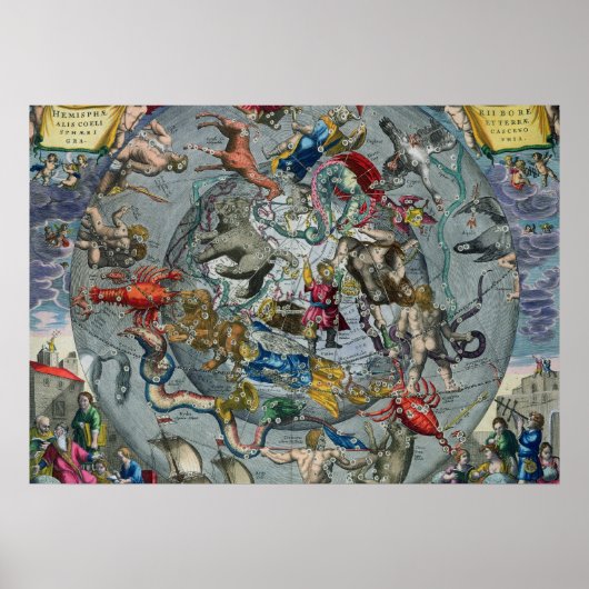 北部星座の地図 ポスター (正面)