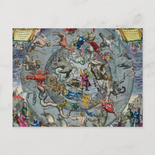 北部星座の地図 ポストカード (正面)