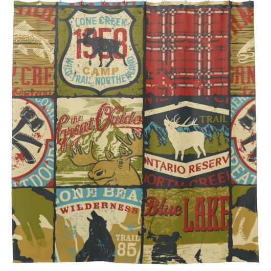 北領土の冒険記号とシンボルパッチュー シャワーカーテン (正面)