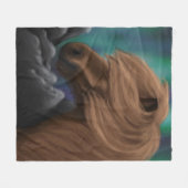 北風：深夜の突風のアイスランドの馬 フリースブランケット (正面(横))