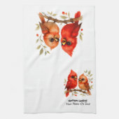 北魅力的（鳥）ショウジョウコウカンチョウ キッチンタオル (縦)