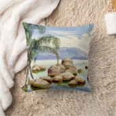 北 – ヤシの木と大きい石、 クッション (ブランケット)