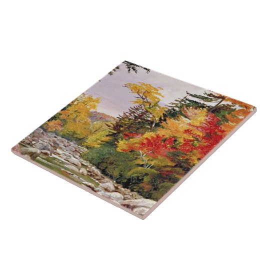 北 – 秋色、白い山 タイル (側面)