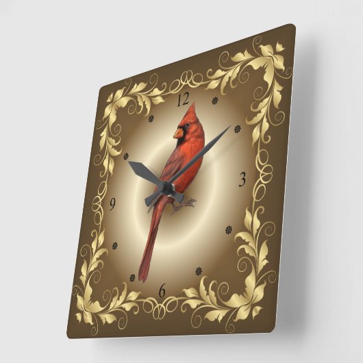 北(鳥)ショウジョウコウカンチョウの男性の~は赤くとがった紋付き~ スクエア壁時計 (傾斜)