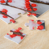 北(鳥)ショウジョウコウカンチョウの雌がコモン・ウィンターベリー ジグソーパズル (側面)