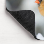 北（鳥）ショウジョウコウカンチョウの雌がコモン・ウィンターベリー マウスパッド (コーナー)