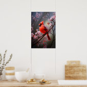 北（鳥）ショウジョウコウカンチョウオハイオレッドバードポスター ポスター (キッチン)