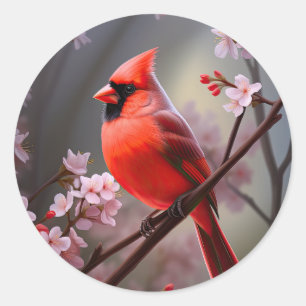 北（鳥）ショウジョウコウカンチョウオハイオ赤バードシール ラウンドシール