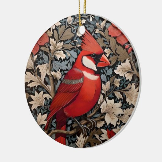 北(鳥)ショウジョウコウカンチョウバードウィリアムモリスインスパイア セラミックオーナメント (左)