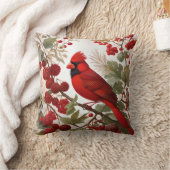 北（鳥）ショウジョウコウカンチョウバードレッドベリー クッション (ブランケット)