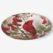 北（鳥）ショウジョウコウカンチョウバードレッドベリー ペーパープレート (アングル)