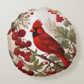 北（鳥）ショウジョウコウカンチョウバードレッドベリー ラウンドクッション (裏面)