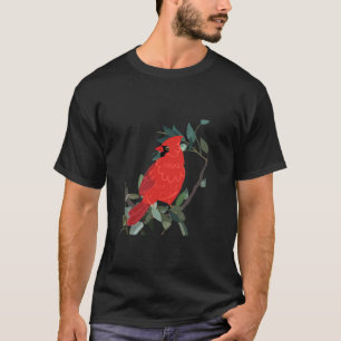 北（鳥）ショウジョウコウカンチョウレッドバードオンツリーブランチLong Sle Tシャツ