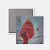 北（鳥）ショウジョウコウカンチョウレッドバードベリー水彩画 マグネット (正面/裏面)