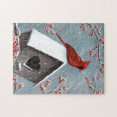 北(鳥)ショウジョウコウカンチョウ冬の雪 ジグソーパズル (横)