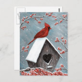 北（鳥）ショウジョウコウカンチョウ冬の雪 ポストカード (正面/裏面)