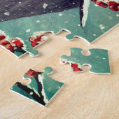 北（鳥）ショウジョウコウカンチョウ冬の雪 |緑 ジグソーパズル (側面)