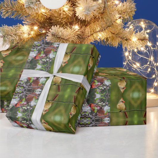 北（鳥）ショウジョウコウカンチョウ対 ラッピングペーパー (クリスマス)