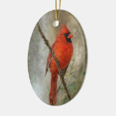 北(鳥)ショウジョウコウカンチョウ絵を描バードクリスマス セラミックオーナメント (左)