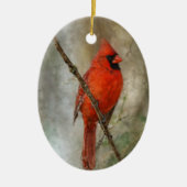 北(鳥)ショウジョウコウカンチョウ絵を描バードクリスマス セラミックオーナメント (正面)