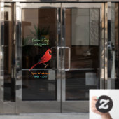 北(鳥)ショウジョウコウカンチョウ鳥の漫画イラストレーション ウィンドウサイン (オフィスドア)