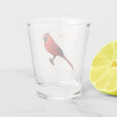 北（鳥）ショウジョウコウカンチョウ鳥の漫画イラストレーション ショットグラス (裏面)