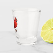 北（鳥）ショウジョウコウカンチョウ鳥の漫画イラストレーション ショットグラス (右)