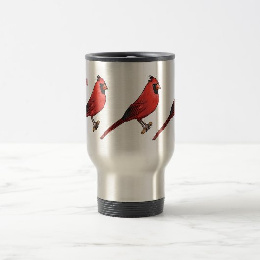 北（鳥）ショウジョウコウカンチョウ鳥の漫画イラストレーション トラベルマグ (中央)