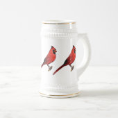 北（鳥）ショウジョウコウカンチョウ鳥の漫画イラストレーション ビールジョッキ (正面右)