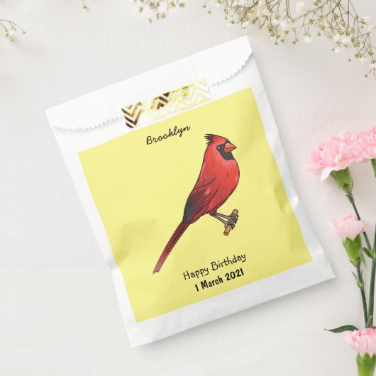 北（鳥）ショウジョウコウカンチョウ鳥の漫画イラストレーション フェイバーバッグ (封をした状態)