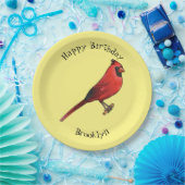 北（鳥）ショウジョウコウカンチョウ鳥の漫画イラストレーション ペーパープレート (パーティー)