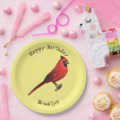 北（鳥）ショウジョウコウカンチョウ鳥の漫画イラストレーション ペーパープレート (パーティー)