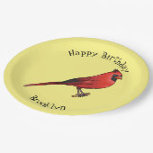 北（鳥）ショウジョウコウカンチョウ鳥の漫画イラストレーション ペーパープレート (アングル)