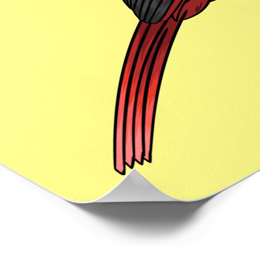 北(鳥)ショウジョウコウカンチョウ鳥の漫画イラストレーション ポスター (角)