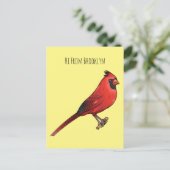 北（鳥）ショウジョウコウカンチョウ鳥の漫画イラストレーション ポストカード (スタンド正面)