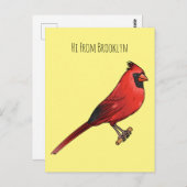 北（鳥）ショウジョウコウカンチョウ鳥の漫画イラストレーション ポストカード (正面/裏面)