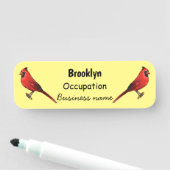 北（鳥）ショウジョウコウカンチョウ鳥の漫画イラストレーション 名札 (インサイチュ)