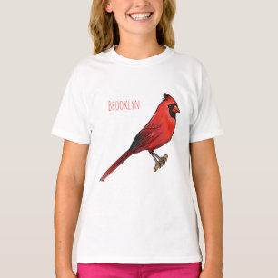 北（鳥）ショウジョウコウカンチョウ鳥の漫画イラストレーション Tシャツ