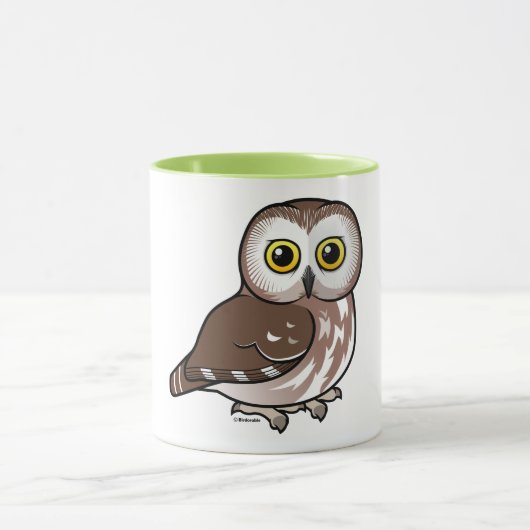 北Birdorableはフクロウを鋸磨きます マグカップ (中央)