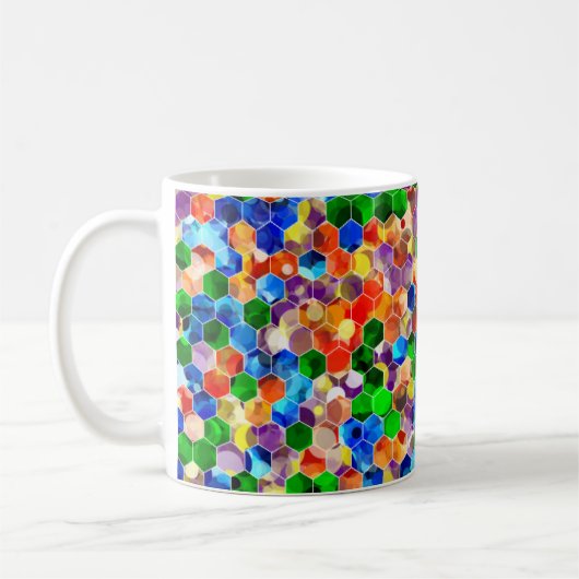 区分縦六角形ドット11ozマグカップ コーヒーマグカップ (左)