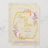 区分STDの日付フローラと金ゴールドの保存 セーブザデート (正面/裏面)