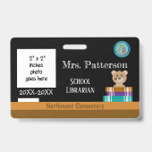 区印付き学校図書館員IDバッジ バッジ (表面)