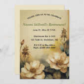 区画の編集可能バラ 招待状 (正面/裏面)