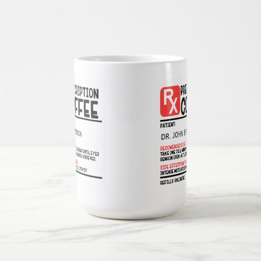 医おもしろいパーソナライズされた医の処方 コーヒーマグカップ (中央)
