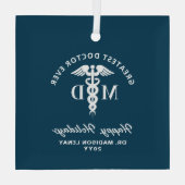 医エレガント医のクリパーソナライズされたスマス ガラスオーナメント (裏面)